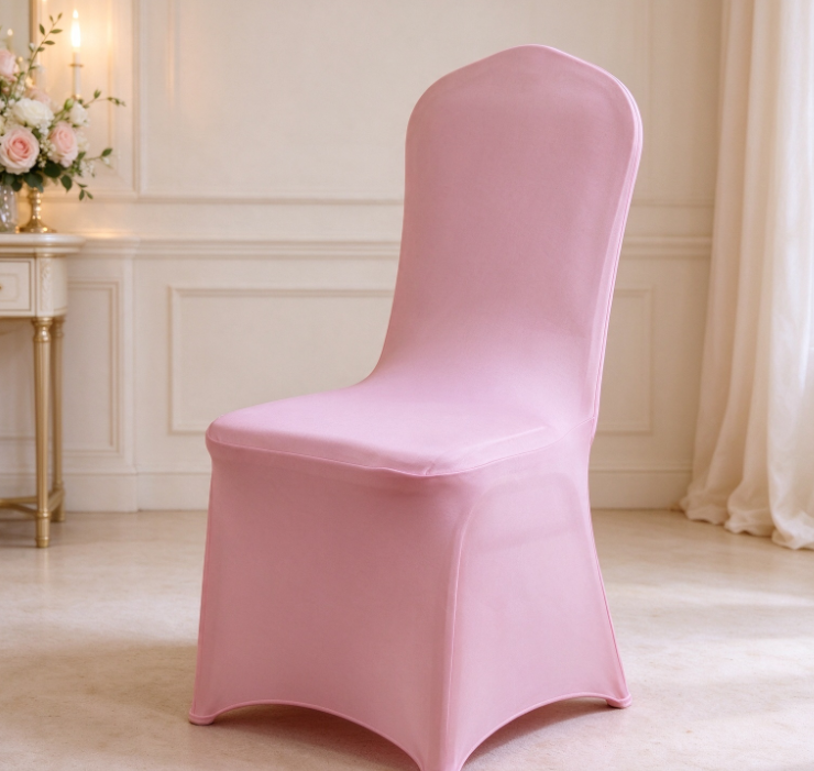 Pink Stretch Full-Cover Dining Chair Slipcover – Minimalist, Stain-Resistant Banquet Chair Cover - Image 2