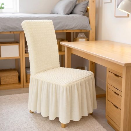 Elastic Dining Chair Covers with Skirts (Beige)
